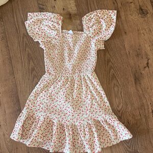 ZARA Girls Dress Size 8. Cherry Print Short Sleeve Ruffle Hem